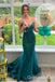 Sexy Green Spaghetti Straps V Neck Mermaid Long Party Dress Long Prom Dresses to Impress with Trailing,WGP1420