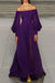 Purple A-line Long Sleeves Off the Shoulder Party Dress Long Prom Dresses to Impress ,WGP1585