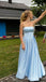 Gorgeous Blue Strapless A-line Beaded Long Party Dress Prom Dresses with Pockets,WGP1767