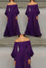 Purple A-line Long Sleeves Off the Shoulder Party Dress Long Prom Dresses to Impress ,WGP1585