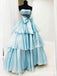 Elegant Strapless Bow Knot Tiered A-line Party Dress Long Prom Dresses to Impress ,WGP1689