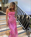 Gorgeous Pink Spaghetti Straps Sheath Long Party Dress Prom Dresses ,WGP1771