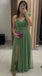 Green One Shoulder A-line Party Dress Long Prom Dresses to Impress ,WGP1589