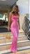 Gorgeous Pink Spaghetti Straps Sheath Long Party Dress Prom Dresses ,WGP1771