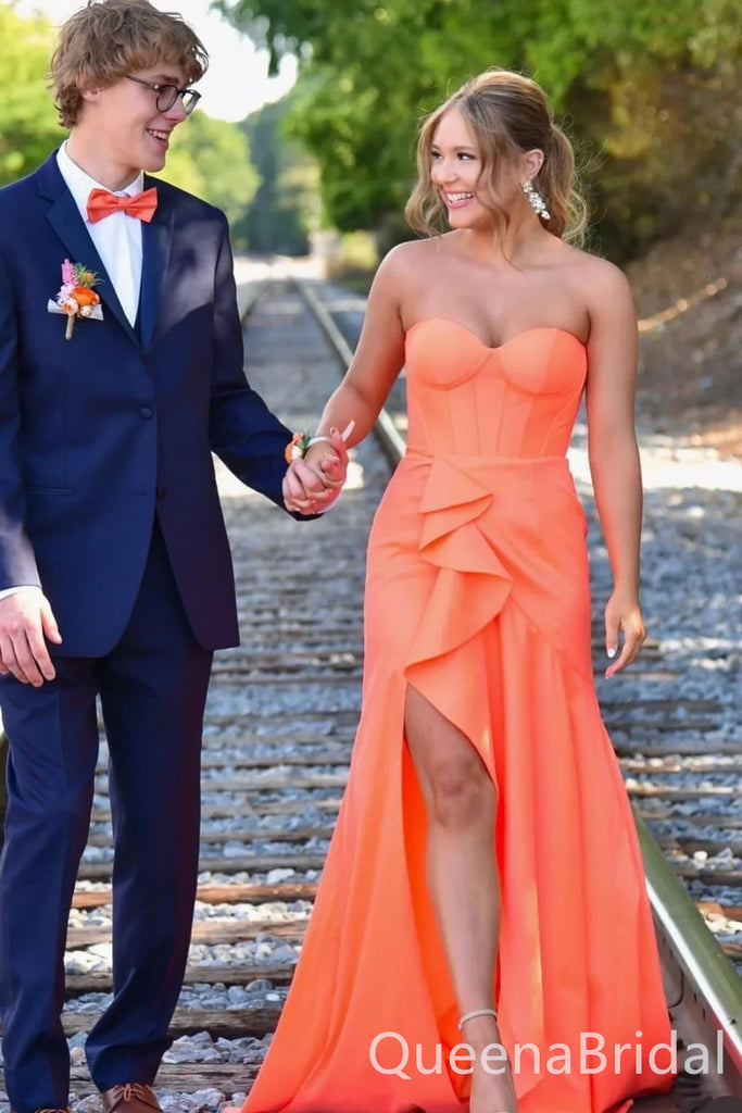 Gorgeous Orange Strapless Mermaid Party Dress Long Prom Dresses to Impress ,WGP1507