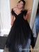 Gorgeous Black Off the Shoulder V Neck A-line Long Party Dress Long Prom Dresses to Impress ,WGP1425