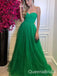 Sexy Strapless Green Sweetheart A-line Evening Gown Long Prom Dresses ,WGP680