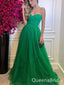 Sexy Strapless Green Sweetheart A-line Evening Gown Long Prom Dresses ,WGP680