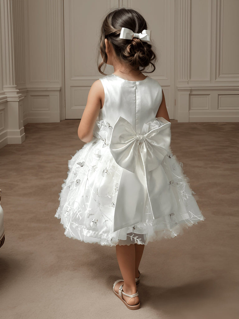 Elegant White Tulle Lace Appliques A-Line Cheap Simple Long Flower Girl Dresses, FGS0042