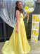 Elegant Yellow Spaghetti Straps A-line Party Dress Long Prom Dresses to Impress ,WGP1382