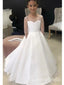 Elegant White Tulle Satin A- Line Cheap Simple Long Flower Girl Dresses, FGS0036