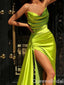 Sexy Strapless High Slit Pleats Evening Gown Long Prom Dresses ,WGP616