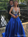 Sparkly Blue A-line V-neck Long Formal Gown to Impress,WGP1920