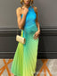 Sexy Green-Blue A-line One-shoulder Long Formal Gown to Impress,WGP1919