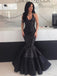 Sexy Black Sequin Mermaid Halter V-neck Maxi Long Party Prom Dresses,WGP330