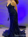 Sparkly Blue Spaghetti Straps V-neck Long Formal Gown to Impress,WGP1925