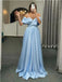 Popular Blue A-line Cold Shoulder Maxi Long Party Prom Dresses,Evening Dresses,WGP385