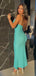 Sexy Light Blue Spaghetti Strap Mermaid Long Prom Dresses,WGP408