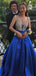 Sparkly Blue A-line V-neck Long Formal Gown to Impress,WGP1920