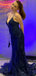Sparkly Blue Spaghetti Straps V-neck Long Formal Gown to Impress,WGP1925
