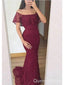 Elegant Dark Red Mermaid Off Shoulder Maxi Long Party Prom Dresses,Evening Dresses,WGP384