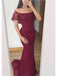 Elegant Dark Red Mermaid Off Shoulder Maxi Long Party Prom Dresses,Evening Dresses,WGP384