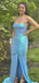 Sexy Blue Spaghetti Straps Mermaid Long Formal Gown to Impress,WGP1913