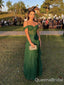 Green A-line Off Shoulder Maxi Long Party Prom Dresses Online,WGP315