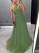 Green A-line One Shoulder Chiffon Maxi Long Party Prom Dresses,WGP312