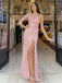 Pink Mermaid One Shoulder Side Slit Party Prom Dresses,Evening Dresses,WGP340