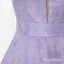 A-Line Bateau Sleeveless Long Cheap Lilac Floral Satin Prom Dresses, QB0590