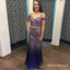 Two Piece Spaghetti Straps Long Ombre Purple Sequined Prom Dresses, QB0547