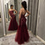 Charming Mermaid Sweetheart Long Burgundy Prom Dresses with Appliques, QB0527