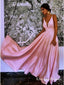 A-Line Spaghetti Straps Sleeveless Pink Floor Length Prom Dresses, QB0735