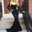 V Neck Off Shoulder Velvet Long Sleeves Mermaid Prom Dresses, QB0549