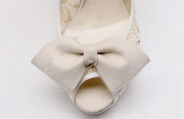 Ivory Lace High Heels Fish Toe Sexy Wedding Bridal Shoes, S012