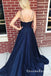 Simple V Neck Side Slit Cheap Long Evening Prom Dresses, QB0608