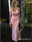 Sheath Sweetheart Neck Sleeveless Pink Floor Length Prom Dresses, QB0740