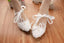 Lace Pearls Pointed Toes Women Wedding Shoes With Ribbons Lace Up, S018