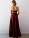 Sexy Charming Custom Two Pieces Halter Maroon Long Evening Prom Dresses, QB0373