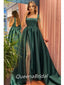 Green A-line High Slit Cheap Maxi Long Evening Prom Dresses, WGP252