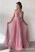 Sparkling A-line Pink  Sweetheart Long Cheap Prom Dresses, QB0763