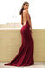 2019 Burgundy Mermaid Halter Backless Sexy Evening Prom Dresses, QB0443