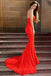 Elegant Red Jersey Sweetheart Long Mermaid Prom Dresses, QB0694