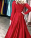 Stylish Embroidery Beaded Long Sleeves Satin Evening Prom Dresses, QB0781