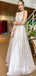 Graceful Sparkly Sequins Silver Belt Sleeveless A-line Evening Gowns Prom Dresses , QBP008