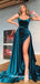 Chic Lace Up Spaghetti Straps Velvet Slits Mermaid Evening Gowns Prom Dresses , QBP011