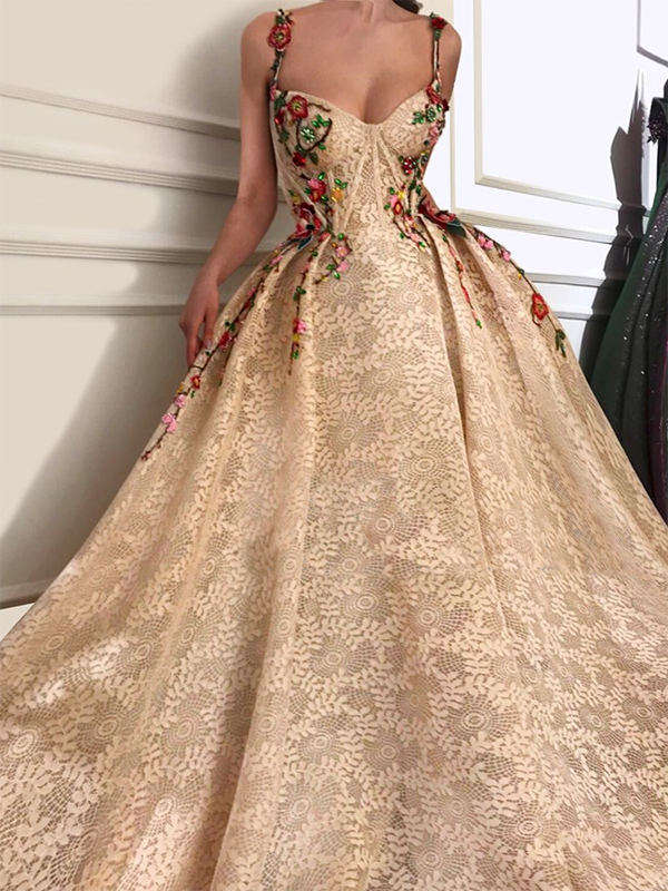 Unique Vintage Lace Ball Gown Cheap African Long Prom Dresses, QB0470