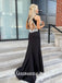 Chic Black Halter Backless Silver Tassels Mermaid Slits Evening Gowns Prom Dresses , WGP154