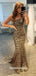 Sparkly Leopard One Shoulder Sequins Mermaid Evening Gowns Prom Dresses , WGP157